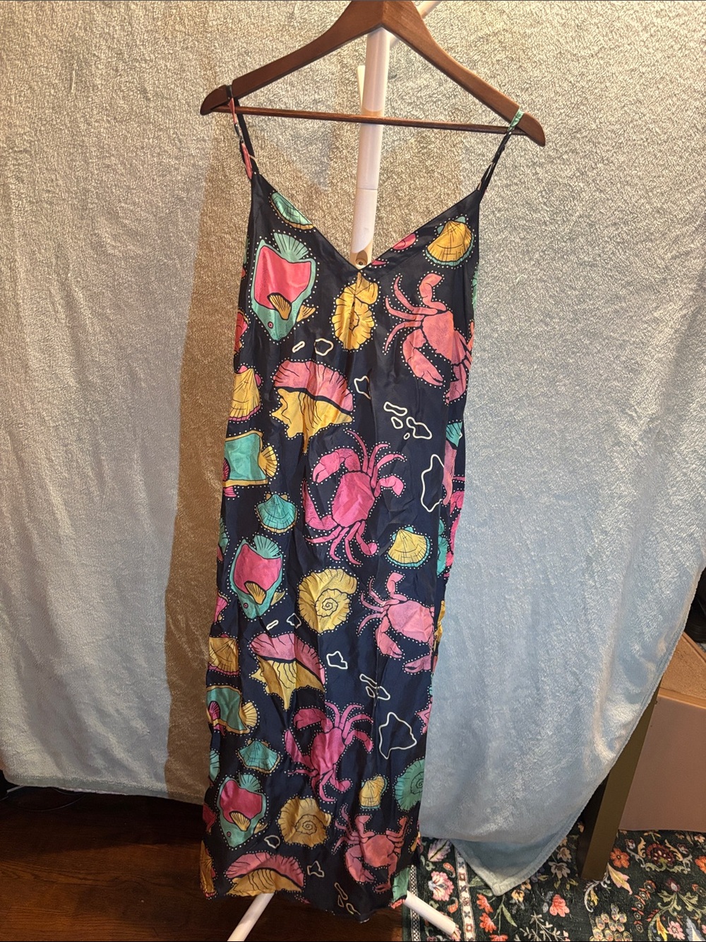Kenny Flowers 100% silk navy Hawaii sea life midi